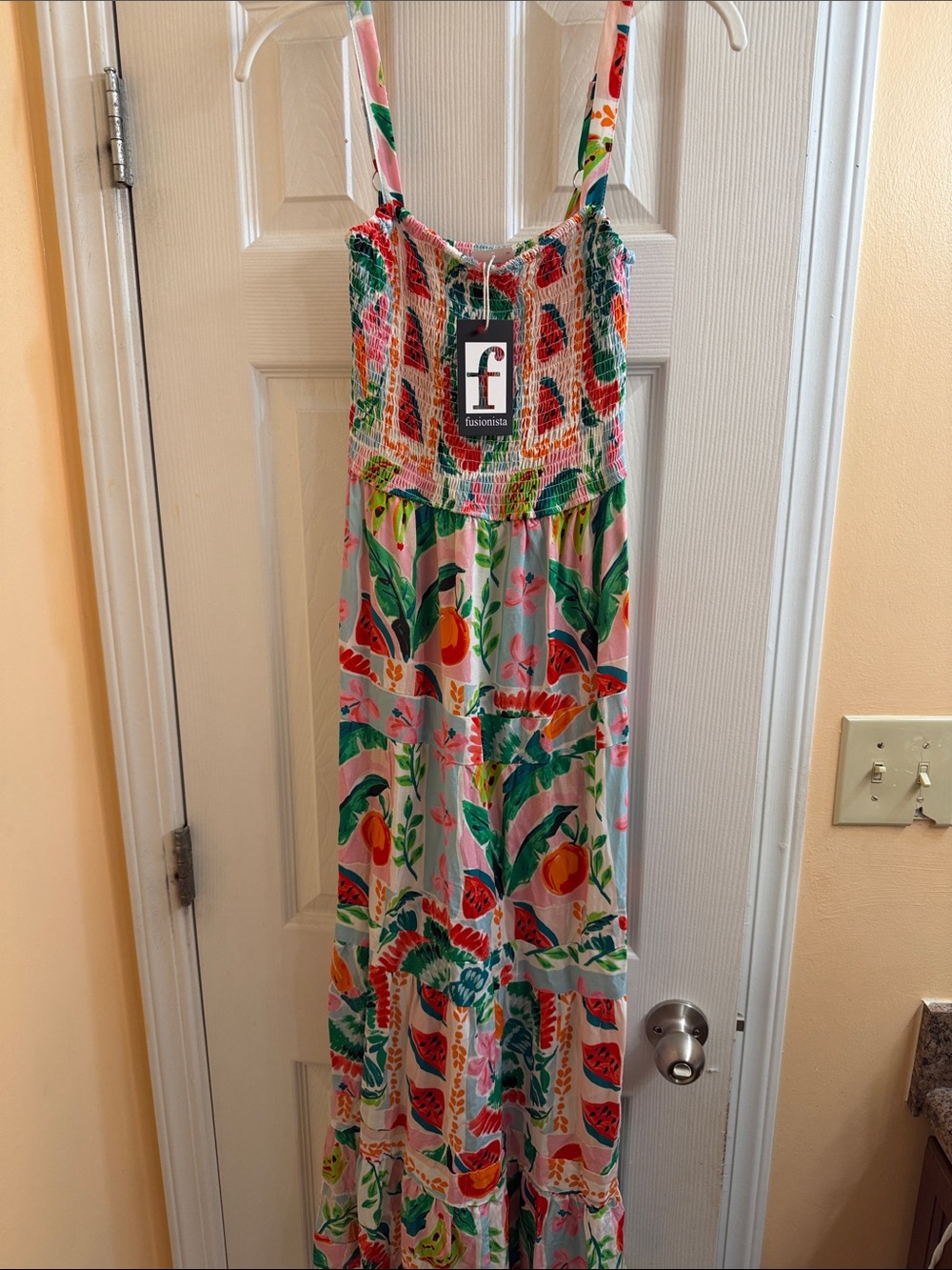 Fusionista Pink Tropical Print Maxi Dress